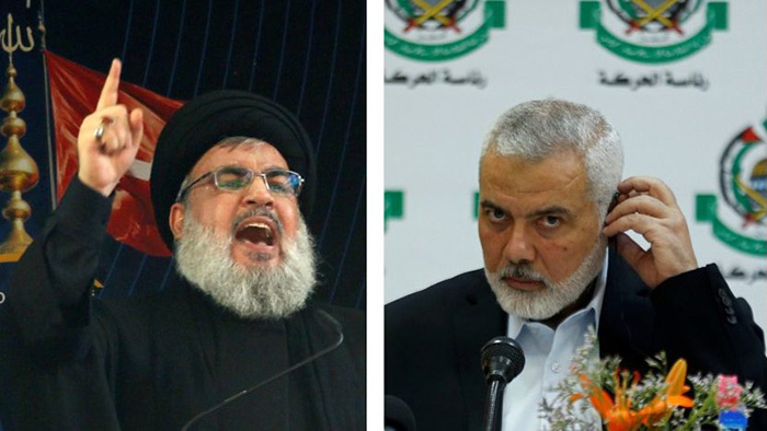 左：真主黨領袖賽伊德．哈桑．納斯魯拉 右：哈馬斯領導人伊斯梅爾．哈尼亞（照片來源：REUTERS:AZIZ TAHER, REUTERS:MOHAMMED SALEM）